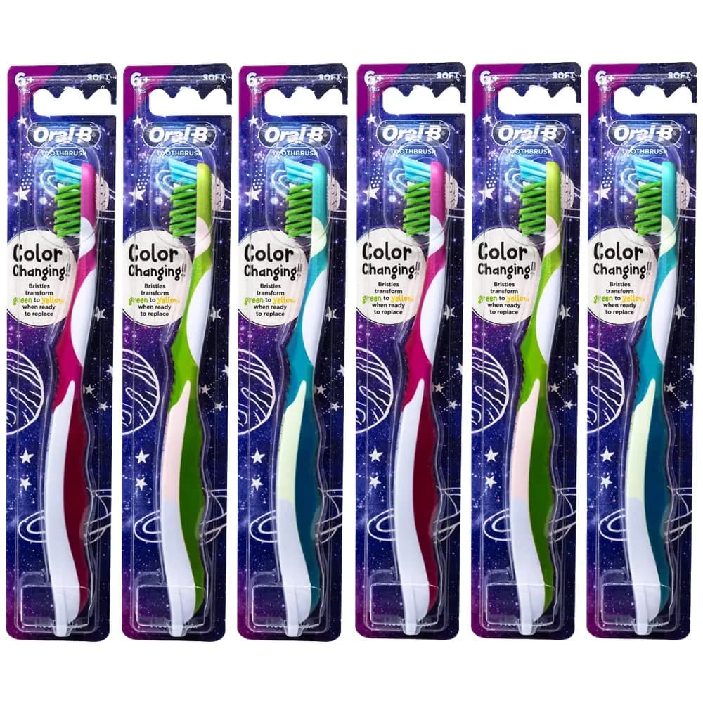 Oral-B Pro-Health Junior CrossAction Galaxy Toothbrush, Ages 6+, Soft - Pack of 6 | Cleans Gaps & Changing Teeth - main product image