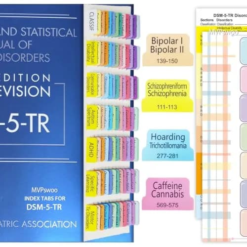 MVPswoo DSM-5-TR Index Tabs | Laminated, Page Numbers, 100 Tabs, Alignment Guide (110 characters) thumbnail 1