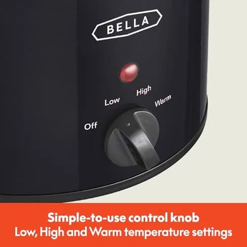 BELLA 1.5QT Slow Cooker | Non-Toxic Ceramic Coating, 3 Heat Settings, Black thumbnail 2