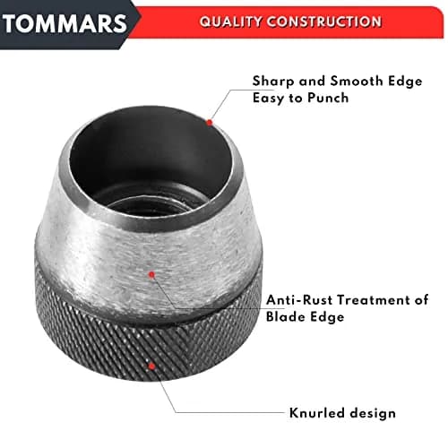 TOMMARS 14-Piece Hollow Punch Set 5-35 mm (3/16 to 1-3/8 Inch) | Heavy Duty Alloy Steel Gasket Cutter Kit thumbnail 3