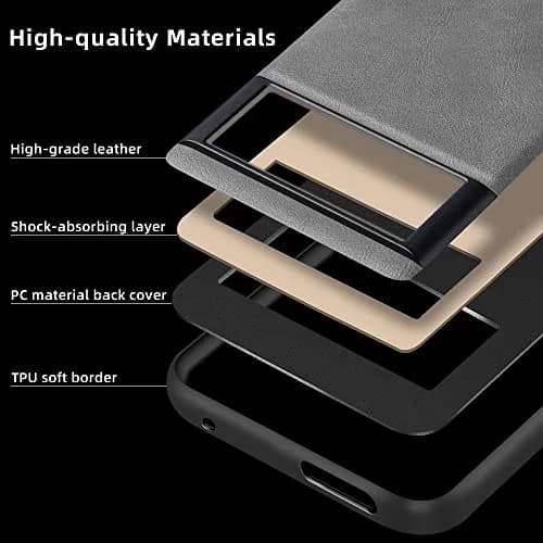X-level PU Leather Case for Google Pixel 7 Pro, Shockproof, Non-Slip, Gray | Vintage Leather Design thumbnail 3