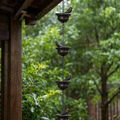 Jemeni Bird Rain Chain 3.66m (12 ft) | Decorative Garden Water Feature thumbnail 7