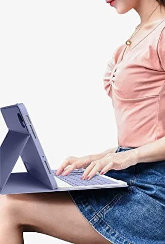 kaitesi Detachable Bluetooth Keyboard Case for iPad Mini 7/6 (8.3-inch) with Pencil Holder - Purple | Magnetic Color Keys thumbnail 6