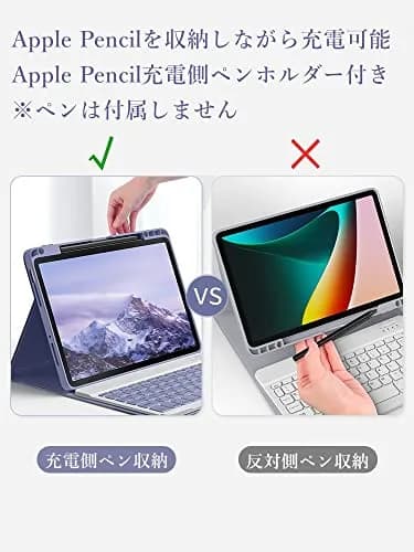 kaitesi Detachable Bluetooth Keyboard Case for iPad Mini 7/6 (8.3-inch) with Pencil Holder - Purple | Magnetic Color Keys thumbnail 2