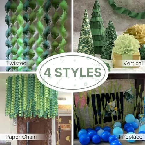 PartyWoo Sage Green Crepe Paper Streamers 4 Rolls, 328 FT Total | FSC-Certified Paper, 30% Thicker thumbnail 5