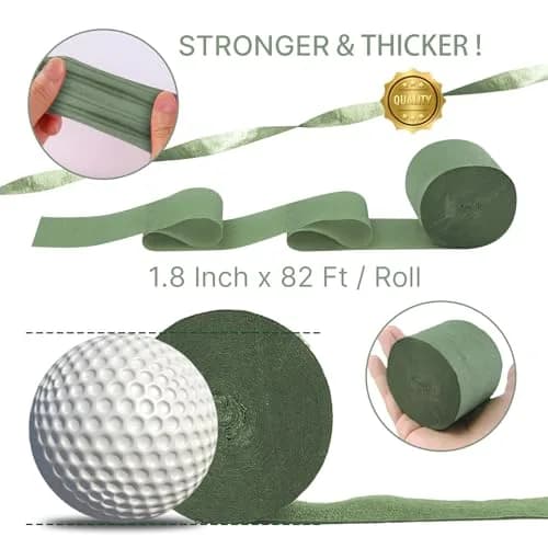 PartyWoo Sage Green Crepe Paper Streamers 4 Rolls, 328 FT Total | FSC-Certified Paper, 30% Thicker thumbnail 6