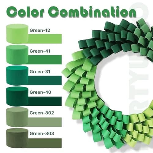 PartyWoo Sage Green Crepe Paper Streamers 4 Rolls, 328 FT Total | FSC-Certified Paper, 30% Thicker thumbnail 3
