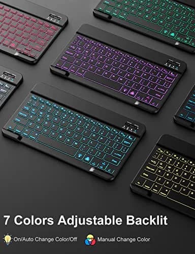 Hamile Wireless Keyboard Case for iPad 9/8/7th Gen 10.2" & Air 3/Pro 10.5" | 7 Color Backlit, Detachable Folio with Pencil Holder thumbnail 4