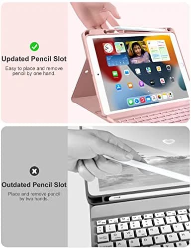 Hamile Pink Backlit Keyboard Case for iPad 9/8/7th Gen 10.2" & Air 3/Pro 10.5" | Detachable Wireless Folio with Pencil Holder thumbnail 7