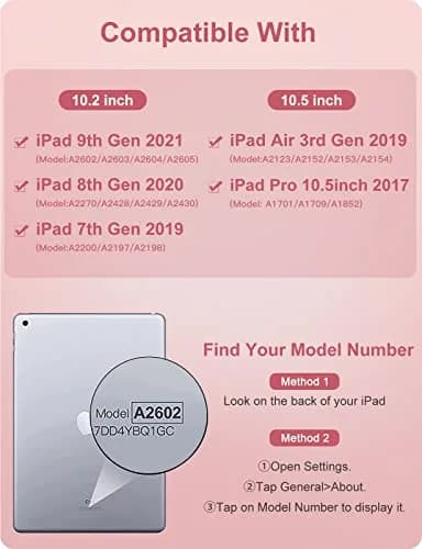 Hamile Pink Backlit Keyboard Case for iPad 9/8/7th Gen 10.2" & Air 3/Pro 10.5" | Detachable Wireless Folio with Pencil Holder thumbnail 2