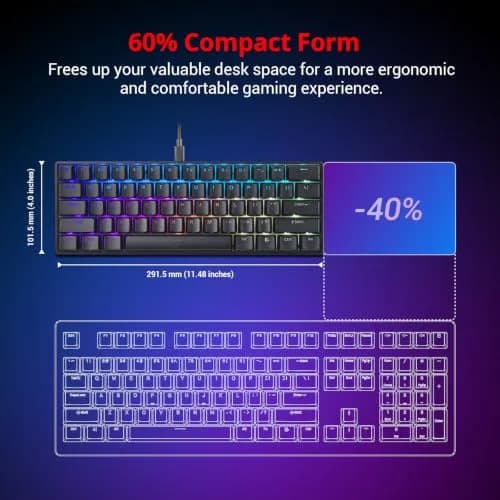 Mad Catz S.T.R.I.K.E. 6 60% RGB Mechanical Keyboard Compact 61 Keys | Responsive Gaming & Office Use thumbnail 5