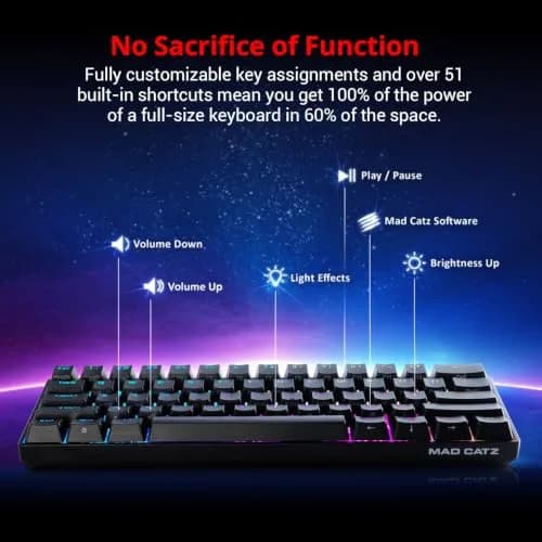 Mad Catz S.T.R.I.K.E. 6 60% RGB Mechanical Keyboard Compact 61 Keys | Responsive Gaming & Office Use thumbnail 7