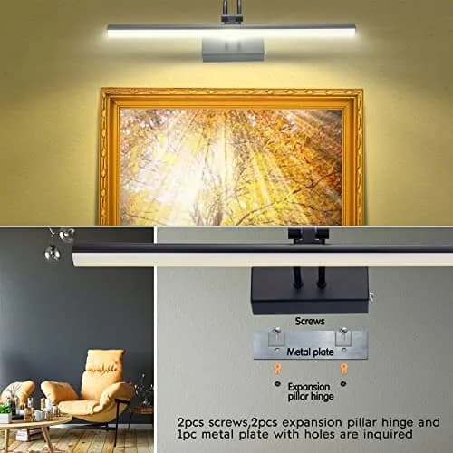 RAIFOOLLY 16" Wireless Art Light for Wall, 5000mAh Rechargeable Battery, Black | Dimmable LED Picture Light with Remote & Timer thumbnail 6