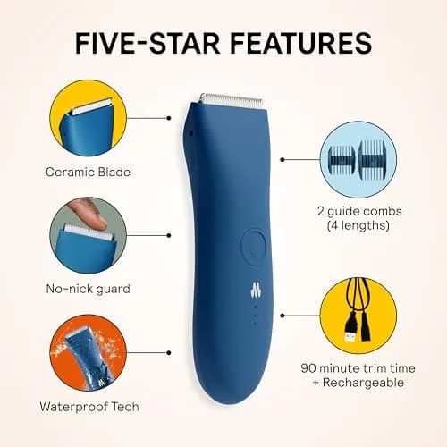 MERIDIAN The Trimmer Original Body Hair Trimmer for Men, Waterproof & Rechargeable, 3-12mm Guides | Smooth, Irritation-Free Grooming thumbnail 3