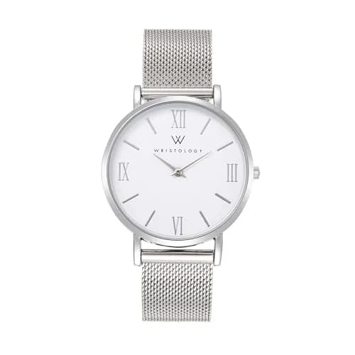 WRISTOLOGY Large face Roman Numerals Women's Watch 38mm | Easy Change Band, Silver thumbnail 1