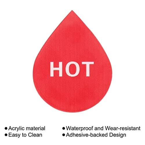 PATIKIL Self Stick Hot/Cold Water Label, 20 Pack Acrylic Drop Shape Sign for Faucets, Red/White, Blue/White thumbnail 4