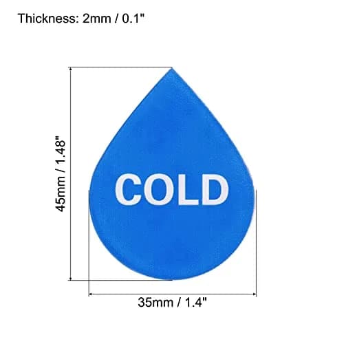 PATIKIL Self Stick Hot/Cold Water Label, 20 Pack Acrylic Drop Shape Sign for Faucets, Red/White, Blue/White thumbnail 2