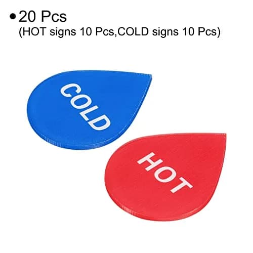 PATIKIL Self Stick Hot/Cold Water Label, 20 Pack Acrylic Drop Shape Sign for Faucets, Red/White, Blue/White thumbnail 3