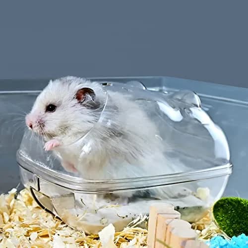 WENRIKO Hamster Sand Bath Container with Scoop, 14cm (5.5in) L x 9cm (3.6in) W x 9cm (3.6in) H | Easy Clean, Anti-Sand Spill Design thumbnail 6