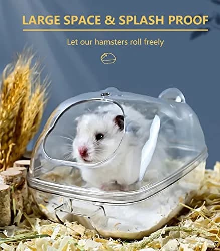 WENRIKO Hamster Sand Bath Container with Scoop, 14cm (5.5in) L x 9cm (3.6in) W x 9cm (3.6in) H | Easy Clean, Anti-Sand Spill Design thumbnail 3