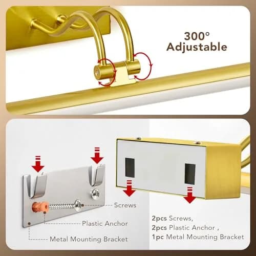 RAIFOOLLY Wireless Picture Light 16 inch (40.64 cm) Plated Gold | Rechargeable LED Art Light with Remote thumbnail 7