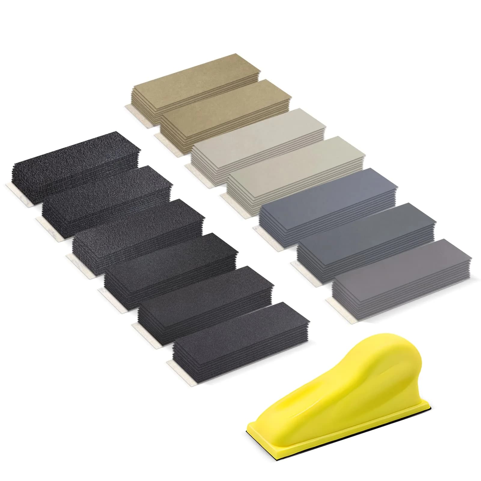 ZEHIQ 3.5"x1" Detail Hand Sanding Block & 130Pcs Sandpaper Assortment | Precision Small Projects — Wet Sandpaper 130pcs + Sander