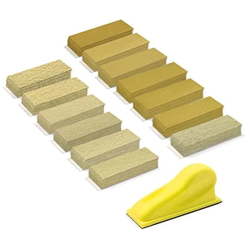ZEHIQ 3.5"x1" Detail Hand Sanding Block & 130Pcs Sandpaper Assortment | Precision Small Projects thumbnail 1