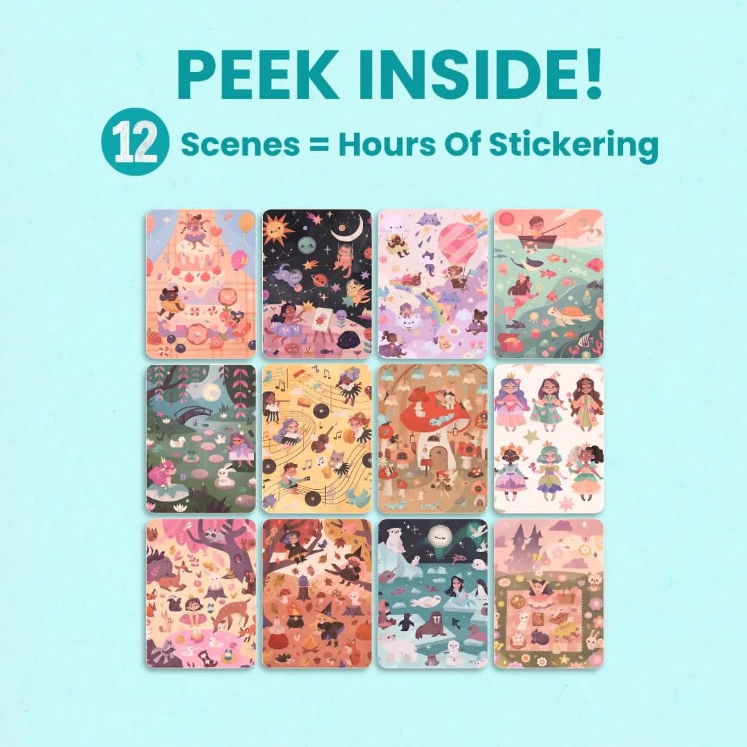 CUPKIN World of Princesses Sticker Book for Girls (500+ Stickers, 12 Scenes & Coloring Pages) | USA Imported Toddler Activity Book thumbnail 5