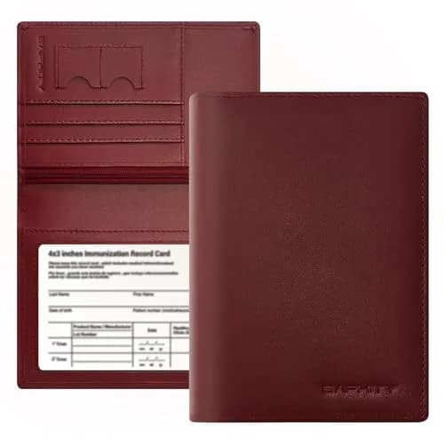 BAPHITY RFID Blocking Passport Holder Slim Travel Wallet for Women, Wine Red | Genuine Leather Multi-Slot Organizer thumbnail 1
