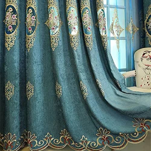 Amidoudou Luxury Jacquard Curtains 51x84 Inch | Semi-Blackout Noise-Reducing Drapes thumbnail 1