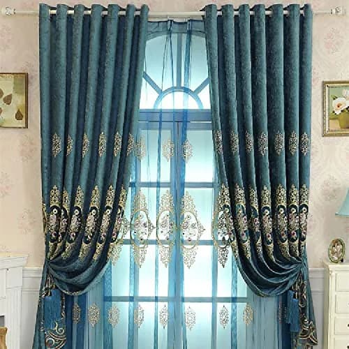 Amidoudou Luxury Jacquard Curtains 51x84 Inch | Semi-Blackout Noise-Reducing Drapes thumbnail 2