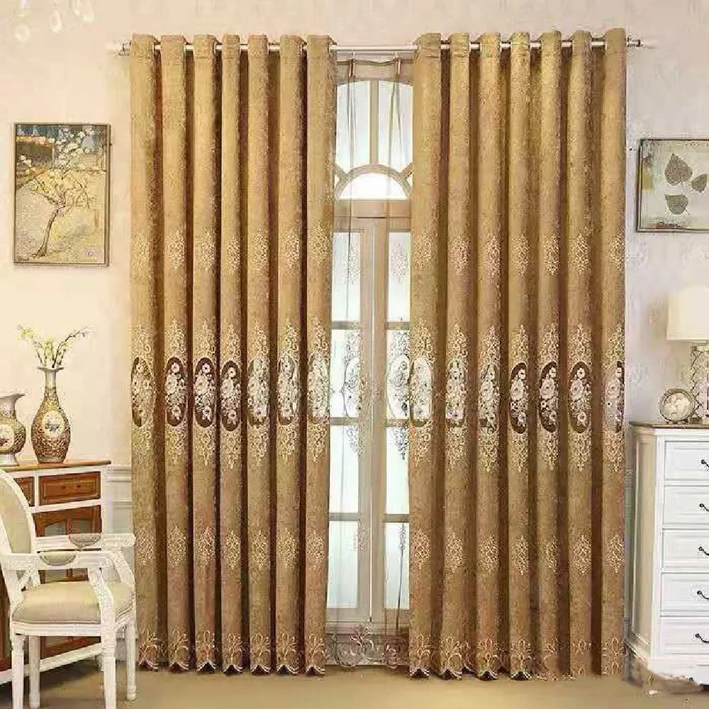 Amidoudou Luxury Jacquard Curtains 51x84 Inch | Semi-Blackout Noise-Reducing Drapes — Coffee