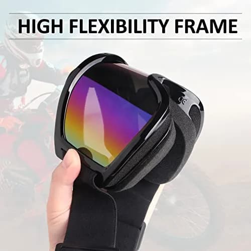 Dmeixs Motorcycle Motocross Goggles Black Frame + Color Lens | UV Protection, Anti-Fog, Impact Resistant thumbnail 4