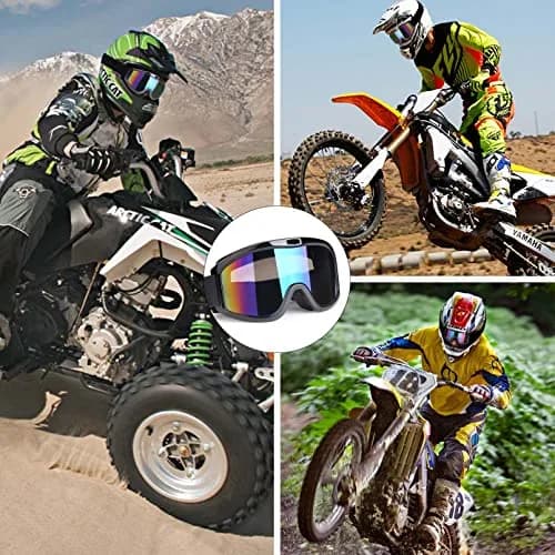 Dmeixs Motorcycle Motocross Goggles Black Frame + Color Lens | UV Protection, Anti-Fog, Impact Resistant thumbnail 2
