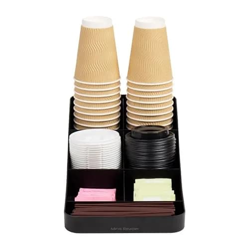 Mind Reader 7-Compartment Coffee Condiment Organizer, Set of 2, Black | Countertop Station for Coffee Bar, Breakroom, Kitchen thumbnail 4