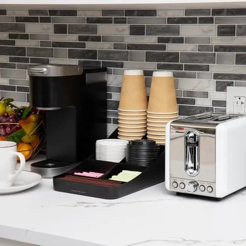 Mind Reader 7-Compartment Coffee Condiment Organizer, Set of 2, Black | Countertop Station for Coffee Bar, Breakroom, Kitchen thumbnail 6