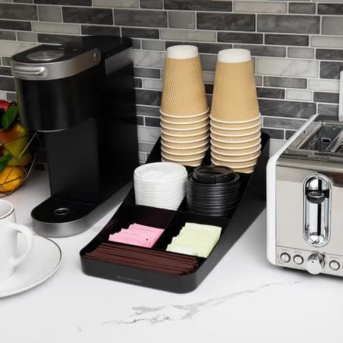 Mind Reader 7-Compartment Coffee Condiment Organizer, Set of 2, Black | Countertop Station for Coffee Bar, Breakroom, Kitchen thumbnail 2