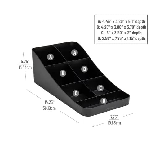 Mind Reader 7-Compartment Coffee Condiment Organizer, Set of 2, Black | Countertop Station for Coffee Bar, Breakroom, Kitchen thumbnail 3