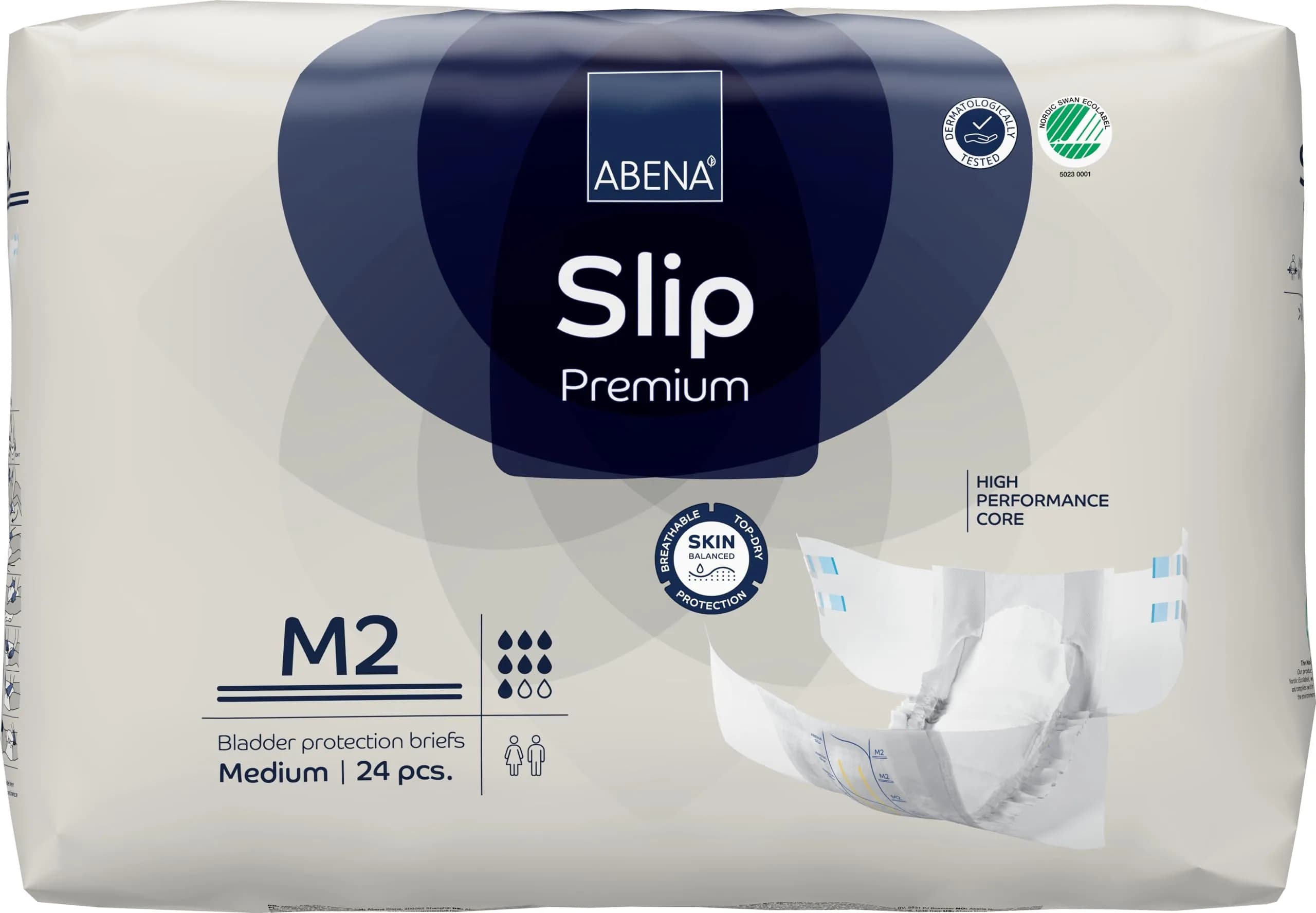 Abena Slip Premium Incontinence Briefs Large | Level 2, 88 Count, Breathable & Leakproof — White