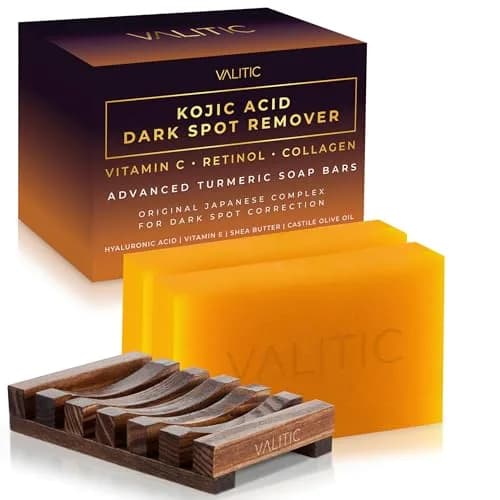 VALITIC Kojic Acid Dark Spot Remover Soap Bars with Vitamin C, Retinol, Collagen, Turmeric - 2 Pack (7 oz / 200g) | Original Japanese Complex for Brighter Skin thumbnail 1