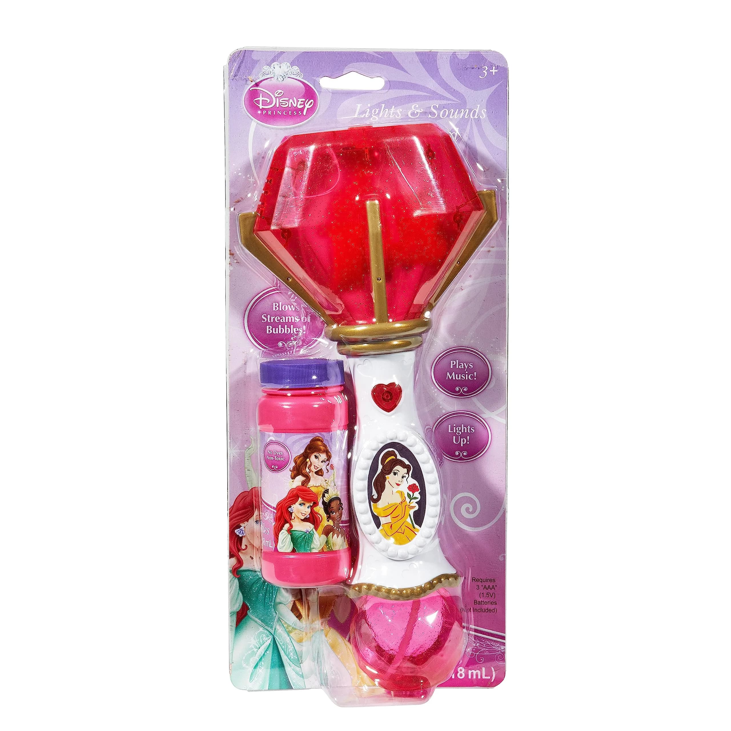 Little Kids Disney Princess Belle Light and Sound Musical Bubble Wand | 118ml (4 fl oz)