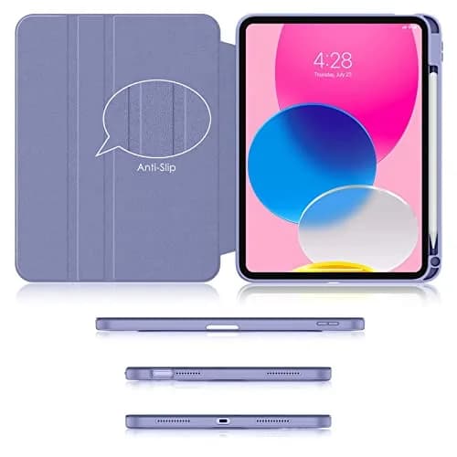 Soke Rotating Case for iPad 11th/10th Gen 11"/10.9" with Pencil Holder & Auto Sleep/Wake | Clear Back & Lilac Purple thumbnail 7