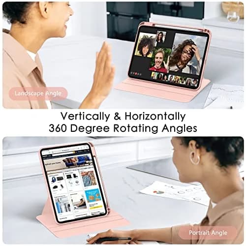 Soke 360 Rotating Case for iPad 10th Gen 10.9" & 11" 2025 (A16) | Rose Gold Folio with Pencil Slot & Auto Sleep/Wake thumbnail 3