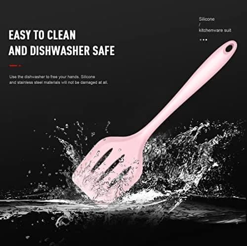 AOTHOD Silicone Cooking Utensils Set - 446°F Heat Resistant Kitchen Gadgets, Pink | Nonstick Friendly, Dishwasher Safe thumbnail 6