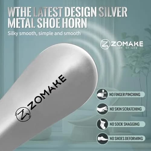 ZOMAKE Metal Shoe Horn Small Travel Shoehorn 18.5 cm (7.3 Inch) | Smooth Rounded Curve for Easy Shoe Entry thumbnail 4