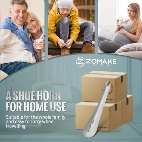 ZOMAKE Metal Shoe Horn Small Travel Shoehorn 18.5 cm (7.3 Inch) | Smooth Rounded Curve for Easy Shoe Entry thumbnail 3