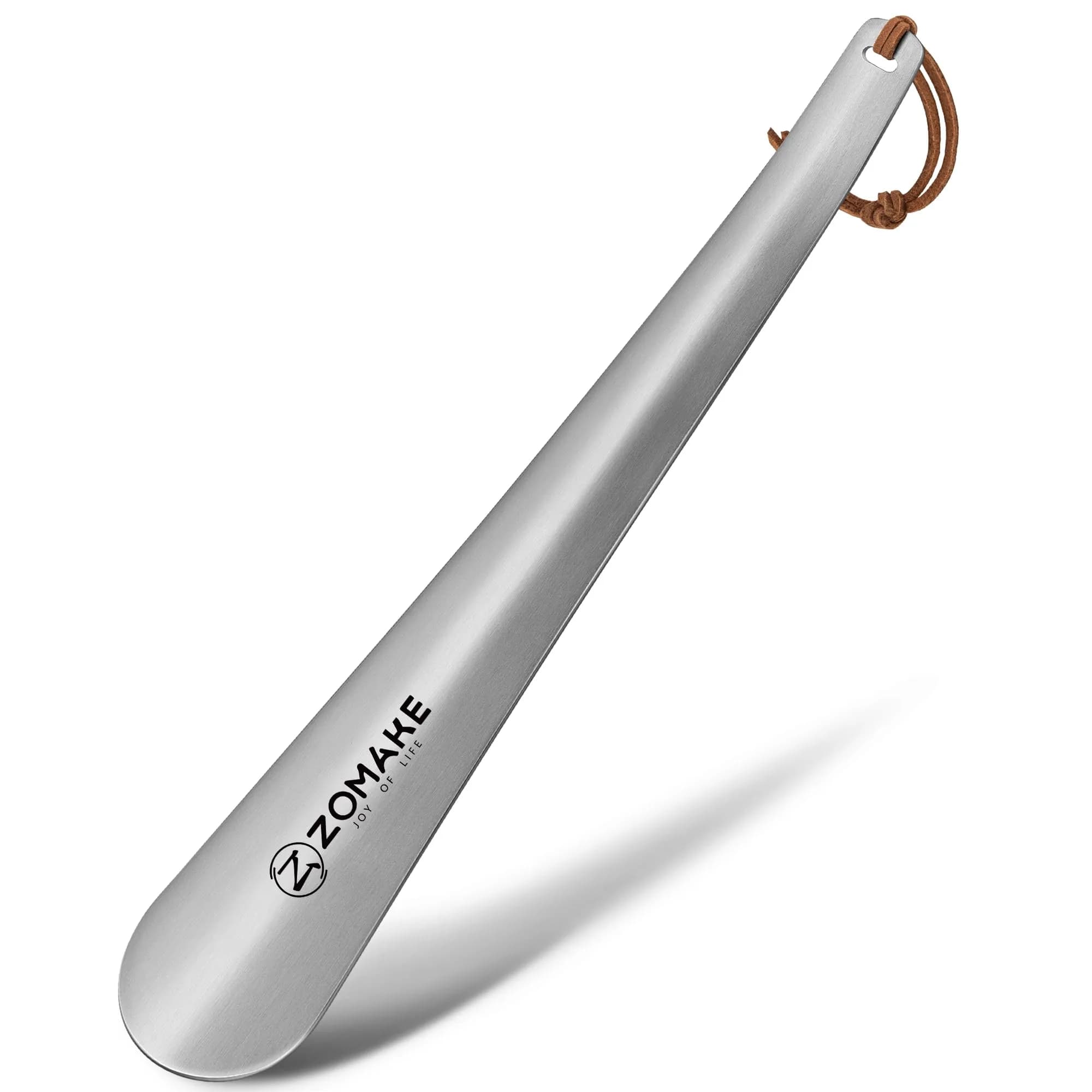 ZOMAKE 7.5 inch (19 cm) Black Metal Shoe Horn | Durable Stainless Steel for Easy Shoe Entry — Style B-11.8in Silver