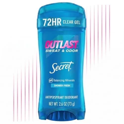 Secret Outlast Antiperspirant Deodorant for Women, 2.6 oz | 72hr Sweat & Odor Protection, PH Balance, Clear Gel, Shower Fresh thumbnail 1