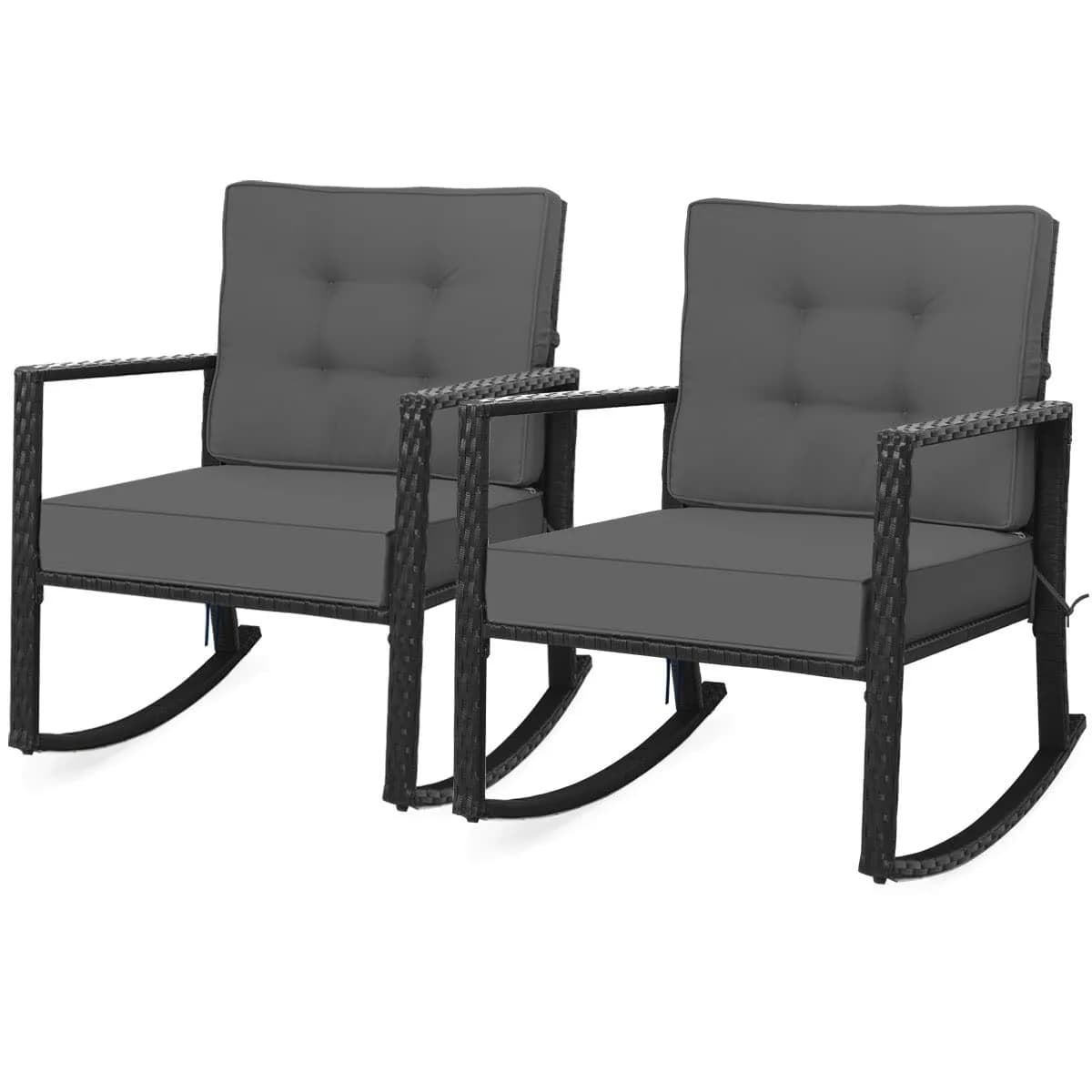 RELAX4LIFE Wicker Outdoor Rocking Chair 26.5in x 36in x 33in | Water-Resistant Rattan & Steel Frame - main product image