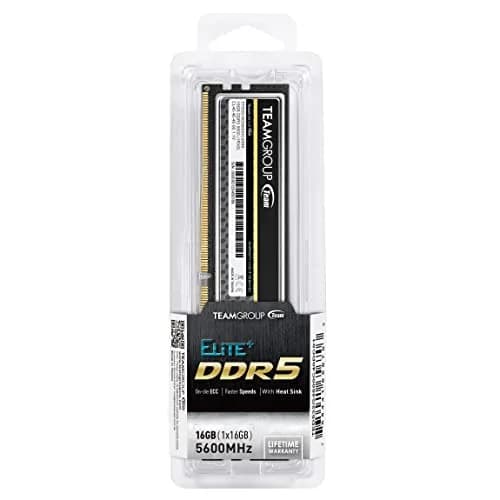TEAMGROUP Elite Plus DDR5 16GB 5600MHz PC5-44800 CL46 UDIMM 288 Pin Desktop Memory Module Ram (Black) thumbnail 8